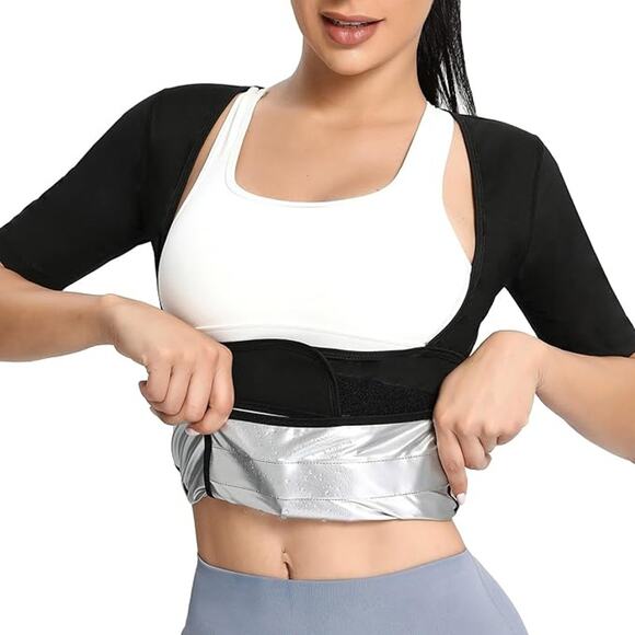 NWT ~ Women's Compression Workout Muscle T-Shirt Sauna Vest Sweat Top ~ MEDIUM - Picture 3 of 6